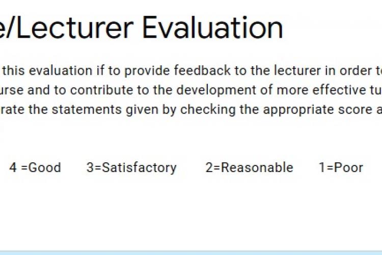 Course  and lecturer evaluation form, Department of Ophthalmology.